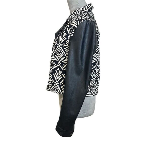Blu Pepper Women's L Tribal Print FAUX Leather Moto Jacket Gothic Grunge Western - Picture 5 of 14